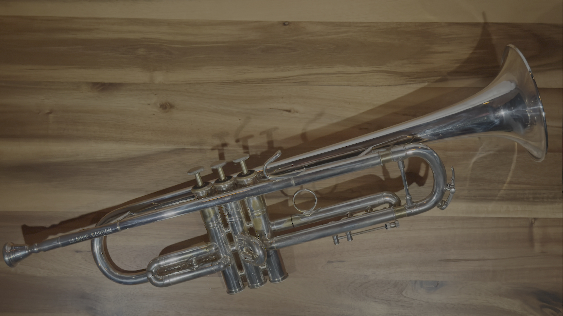 Trumpet on wood