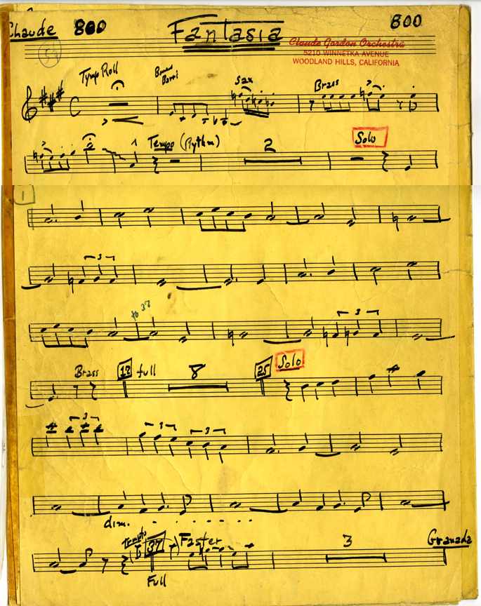 Claude Gordon playing trumpet on Fantasia arranged by Billy May - Page 1