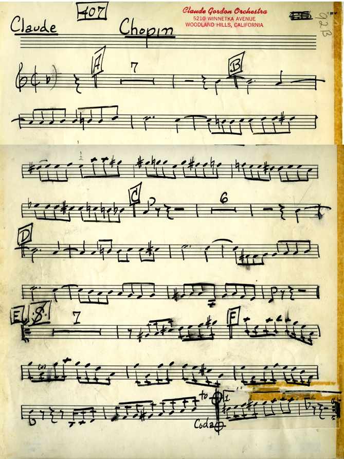 Claude Gordon solo Rhapsody by Chopin arranged by Billy May - Page 1