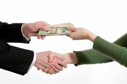 Exchanging Cash and Shaking Hands